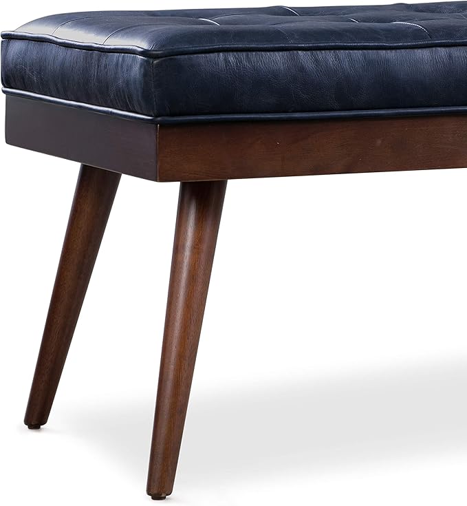 POLY & BARK Napa Luca Leather Bench, Midnight Blue - Image 7