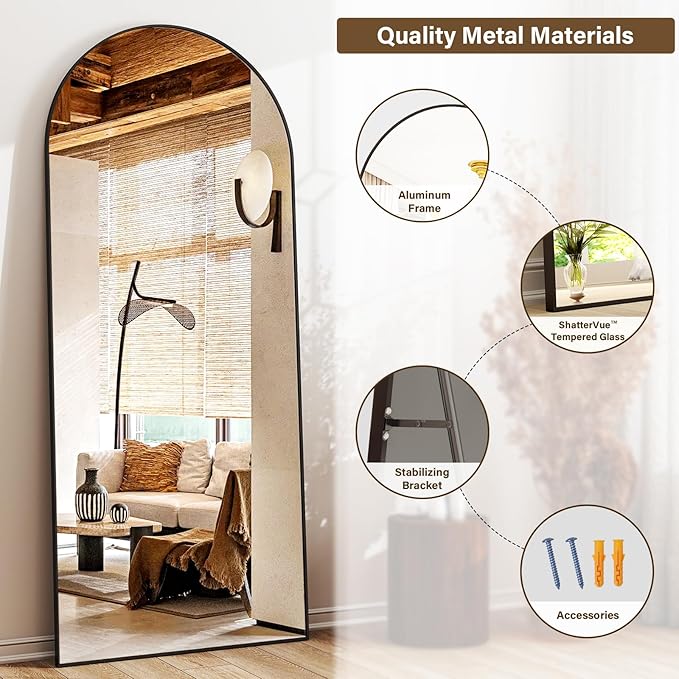 26''x 71'' Arched Full Length Mirror Floor Mirrors - Image 5