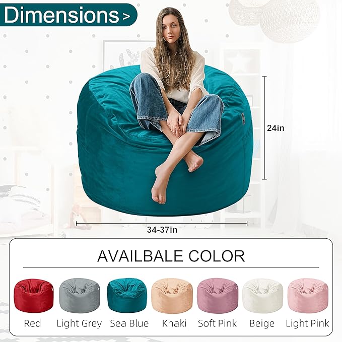 HABUTWAY Bean Bag Chair 3Ft Luxurious Velvet Ultra Soft Fur - Image 3
