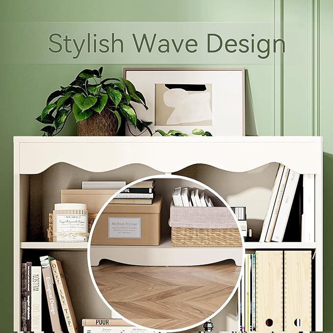 LINSY HOME 5-Shelf Bookcase Wooden, Open Floor Standing Cube Shelf Bookcase - Image 4