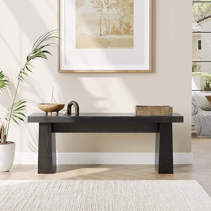 LITTLE TREE 47-Inch Wooden Entryway Bench, Farmhouse Dining Bench - Image 6