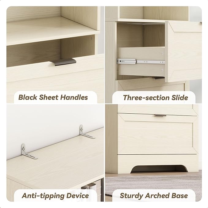 6 Tier Book Shelf with Drawers, Free Standing Tall Bookshelf with Cabinet - Image 6