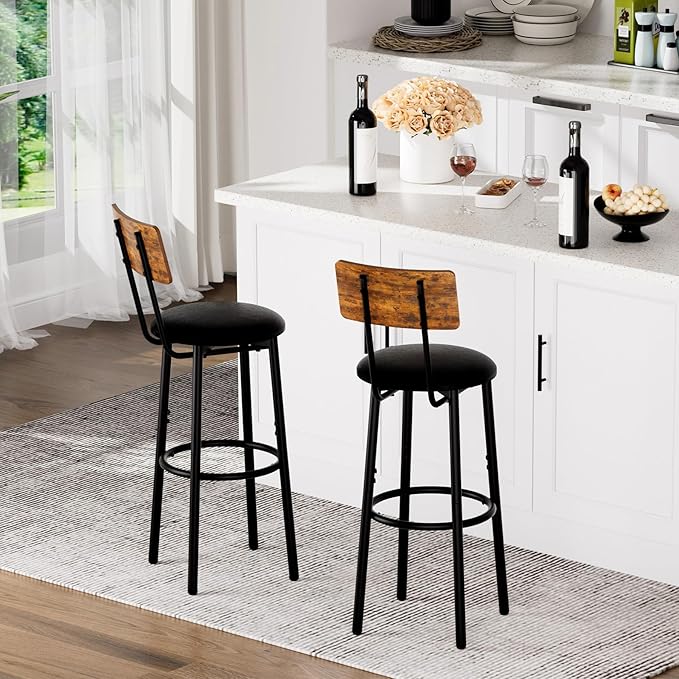 Bar Stools with Back, High Kitchen Barstools with Back, Counter Stools Bar - Image 5