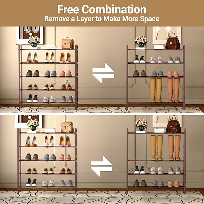 Haddockway Bamboo Shoe Rack for Closet, Free Standing Shoe Organizer - Image 7