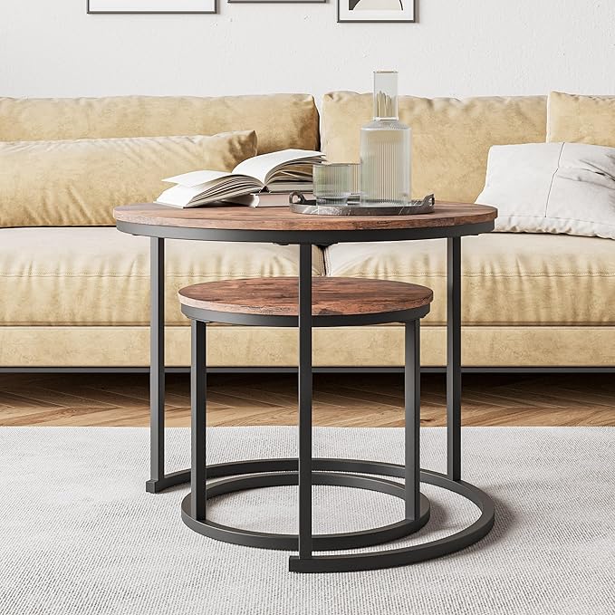 Small Coffee Table Living Room, Metal Frame - Image 3
