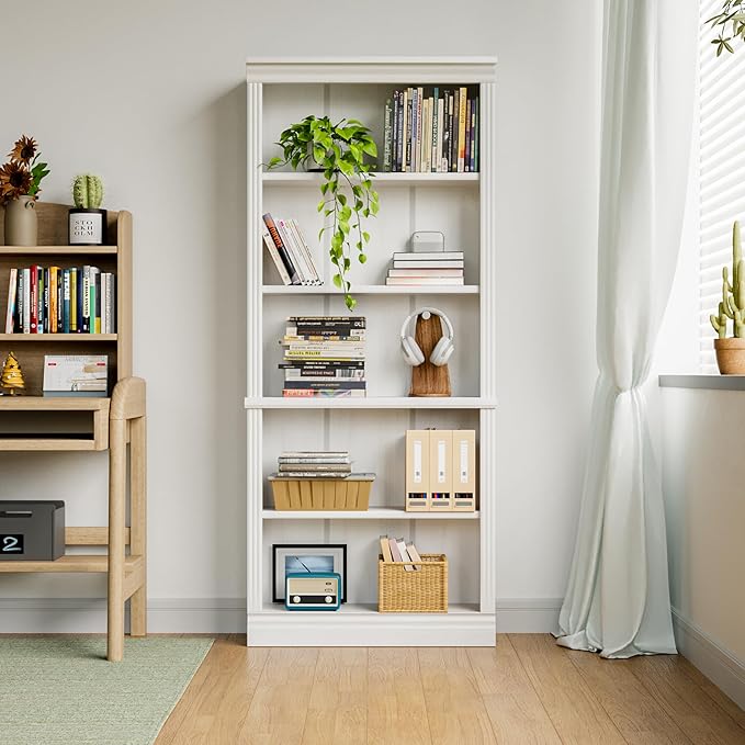 YESHOMY 72" Bookcase and Bookshelf, 5-Tier Wood Bookcases - Image 3