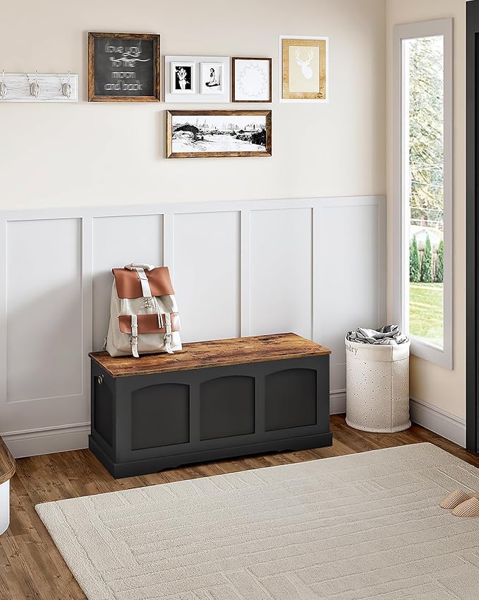 39.4" Storage Chest Bench with Lift Lid, Toy Chest with Safety Hinge, Entryway - Image 8