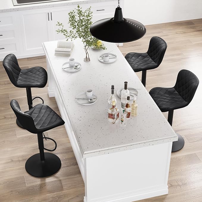 YOUNUOKE Bar Stools Set of 2 Faux Leather Barstools - Image 5