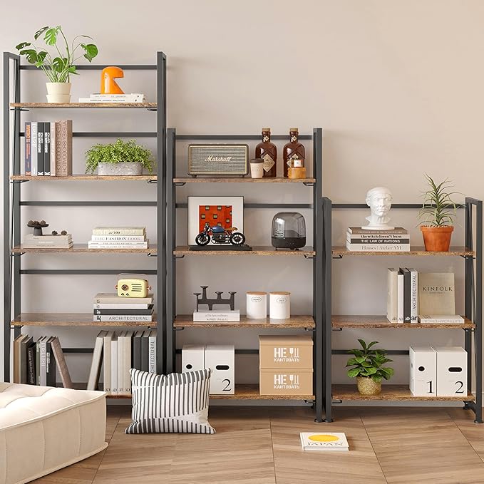 BHG Vintage Multifunctional Bookcase Folding Bookshelf, No-Assembly Plant Stand - Image 5