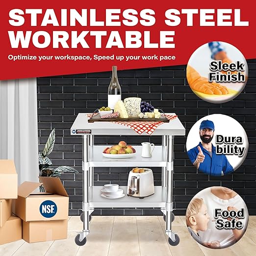 DuraSteel Food Prep Stainless Steel Table - Image 3