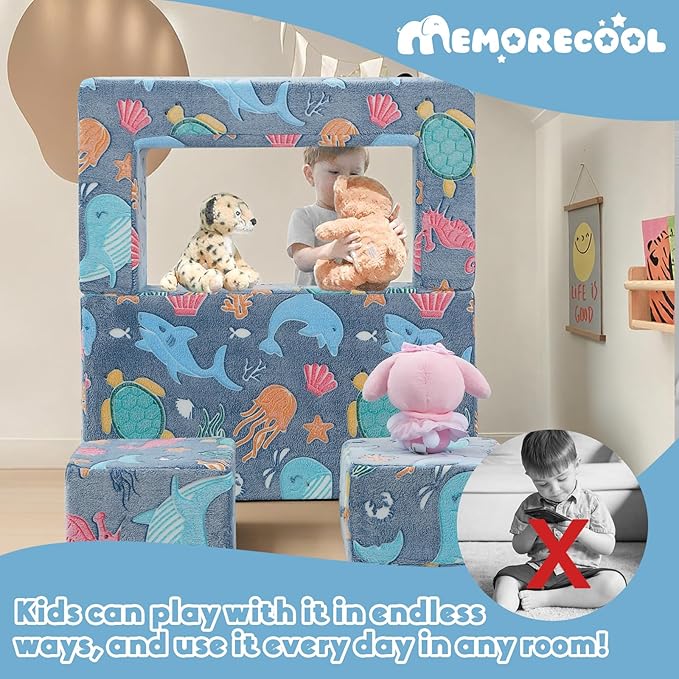 MeMoreCool Modular Kids Couch, Glow Play Toddler Couch - Image 6
