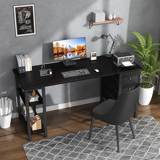 Lufeiya Gaming Desk with 4 Fabric Drawers & Storage Shelves, 63 inch Computer - Image 5