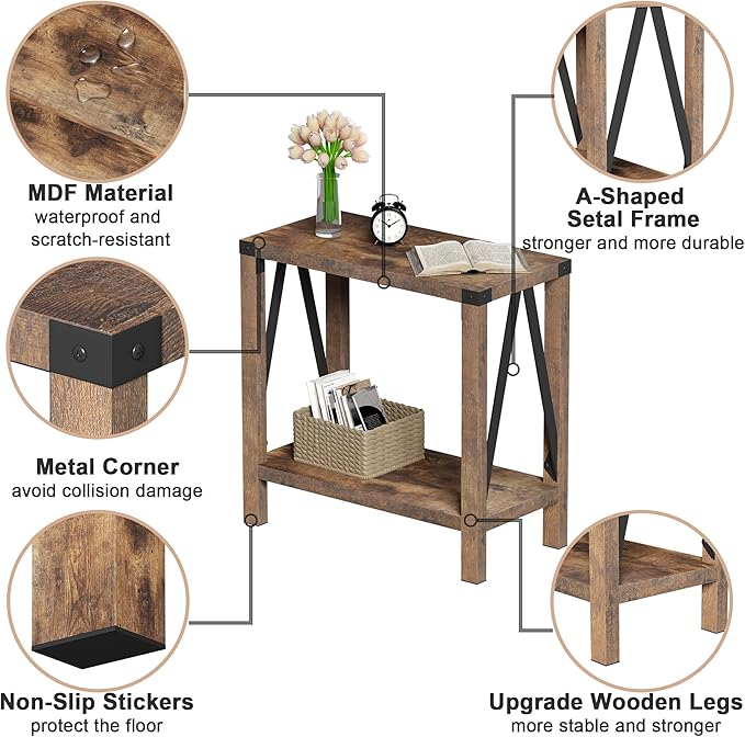 ChooChoo Farmhouse End Table for Small Spaces, Narrow Side End Table - Image 7