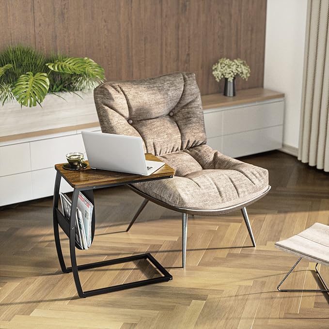 SRIWATANA Side Table End Table, Vintage C Shaped Couch Table - Image 8