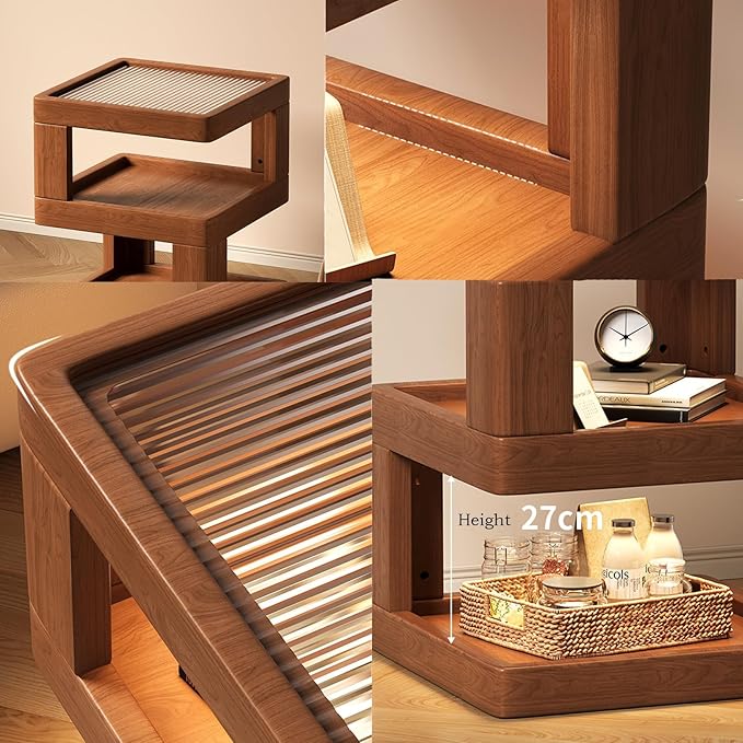 Solid Wood Nightstand, End Tables Bedroom Small Shelf Modern Nightstand Wood - Image 5