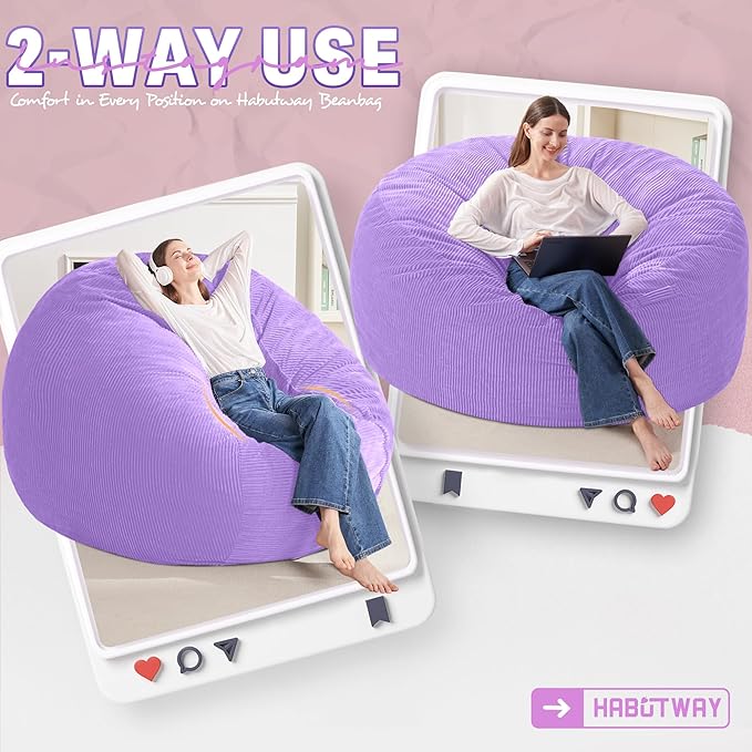 HABUTWAY 6FT Bean Bag Chair, Giant Bean Bag Chairs - Image 3