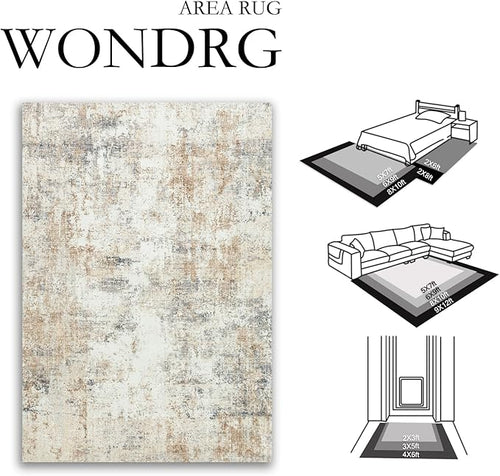10x12 Washable Area Rug Gold Grey Neutral Abstract Living Room Bedroom Large - Image 2