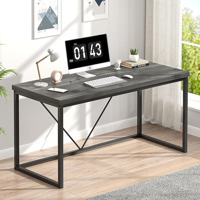 EXCEFUR Modern Home Office Desk, Wood and Metal Computer Desk, Industrial by EXCEFUR