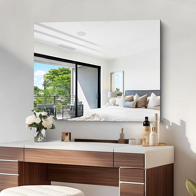 KOCUUY Frameless Mirror, Unframed Vanity Mirror, Large Rectangle Mirror - Image 2