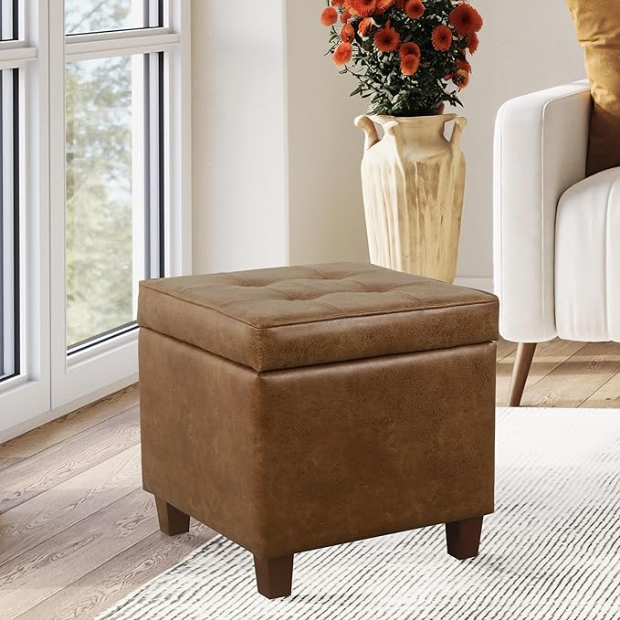 HomePop Square Tufted Storage Ottoman - Image 2