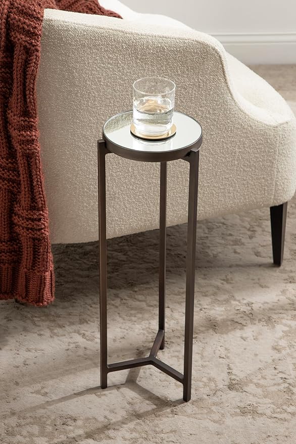 Kate and Laurel Aguilar Modern Mirrored Round Drink Table, Metal Accent Table - Image 2