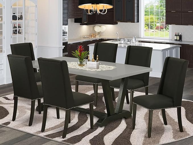 East West Furniture V697FL624-7 7 Piece Modern Dining Table Set Consist of a - Image 2
