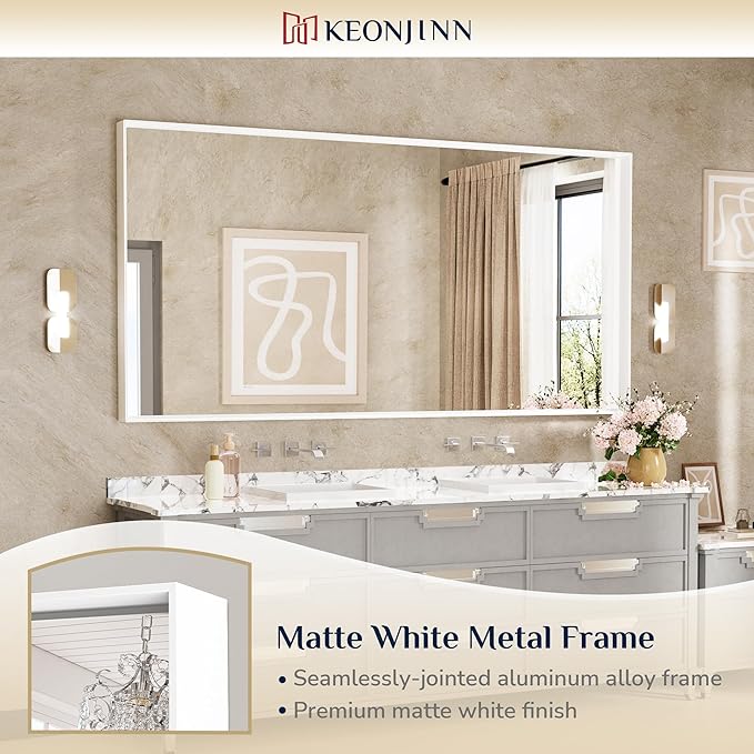 Keonjinn White Bathroom Mirrors - Image 6