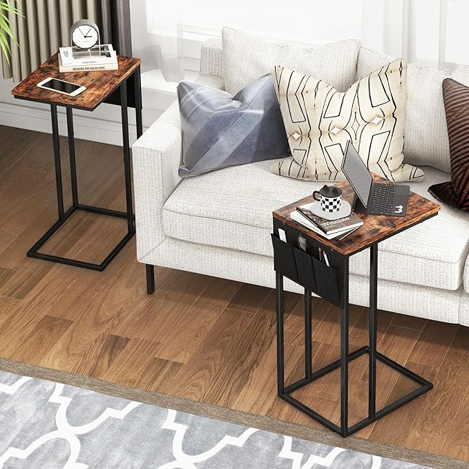 C Shaped End Table for Couch, Small Side Table for Sofa - Image 6