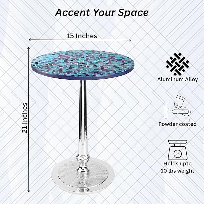 CLEENTABLE Mosaic Round End Table - Image 3
