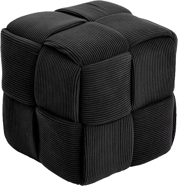 Ottoman Foot Rest Soft and Comfortable Ottoman Square Corduroy Woven Design by Cmishe