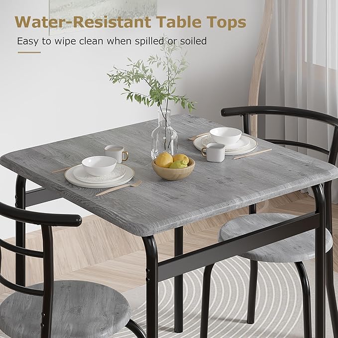 VECELO 3 Piece Dining Table & Chairs Set - Image 3