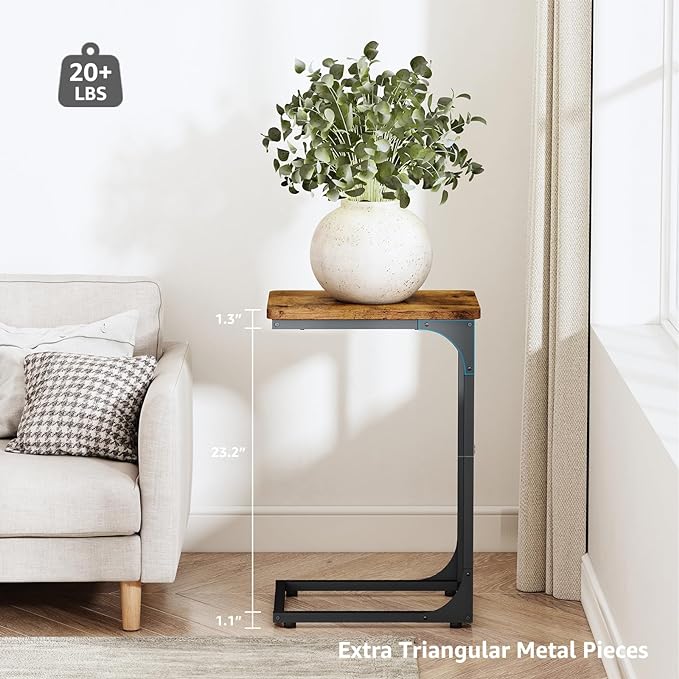 QEEIG C Table Side Table Living Room C Shaped Couch Tray End Table Farmhouse 1 - Image 3