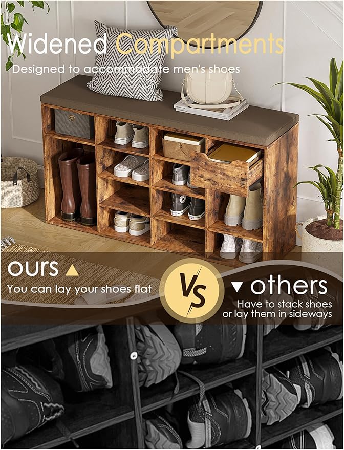 DINZI LVJ Shoe Bench, Entryway Storage Bench - Image 9