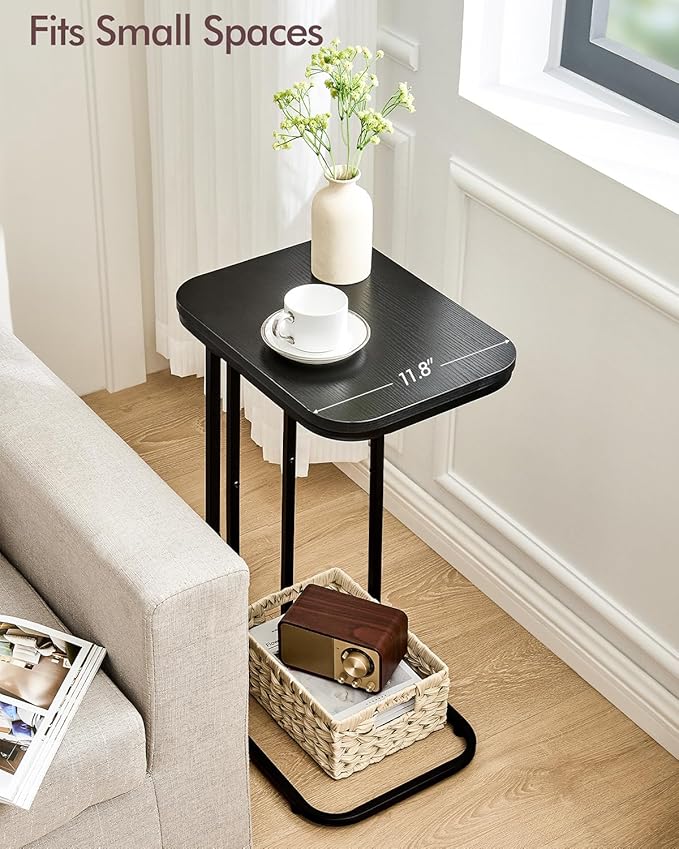 C Shaped End Table, 27 Inches High Small Side Table - Image 5