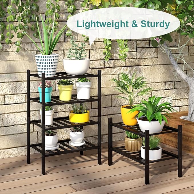 Black Small Shoe Rack for Entryway, 4-Tier Bamboo Shoe Organizer for Hallway - Image 6