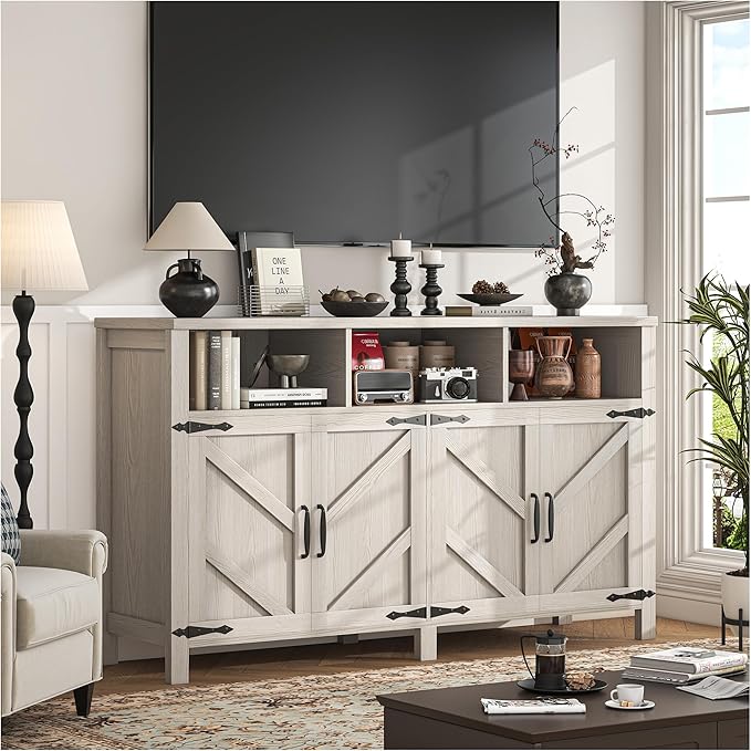 Buffet Cabinet with Storage Farmhouse with 4 Doors, Dining Room - Image 4