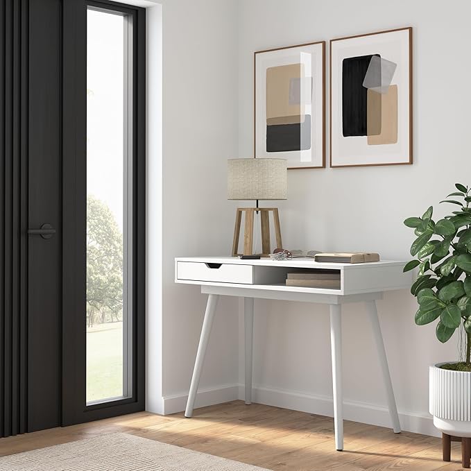 Furniture Nora 40W Writing Desk in Pure White | Computer Table - Image 4