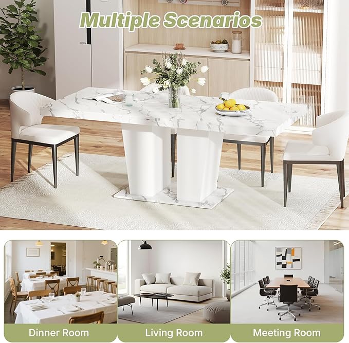 63"-78.7" Expandable Dining Table, 6-10 Farmhouse Kitchen Table, Extendable - Image 4