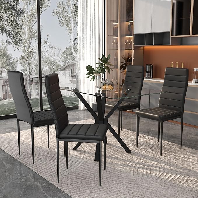 Tempered Glass Dining Table for 4, 48 Inch Rectangular Kitchen Table - Image 5