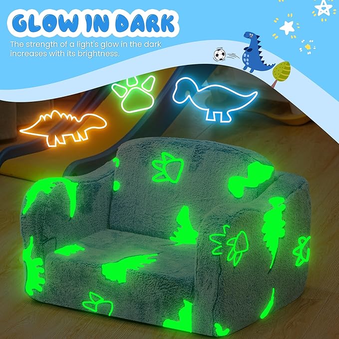 Lamerge 2-in-1 Toddler Couch, Glow in The Dark Baby Floor Bed, Foldable Toddler - Image 7