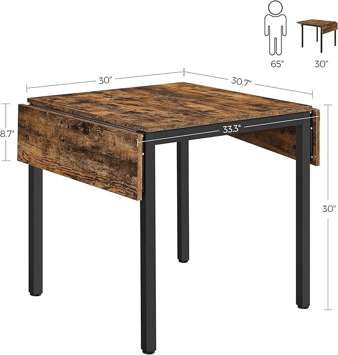 VASAGLE Folding Dining Table, Drop Leaf Extendable, - Image 8