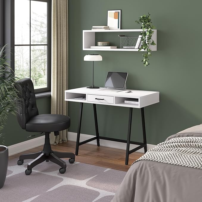 Bush Furniture Steele 40W Writing Desk in Pure White Oak | Computer Table - Image 2