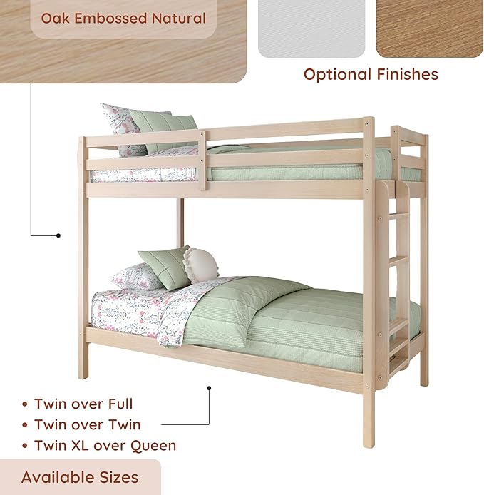 Grain & Grove Bear Twin Over Twin Bunk Bed, Sturdy Bunk Bed Frame - Image 6