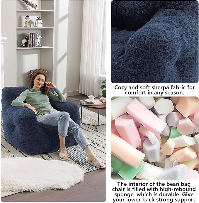 Recaceik Bean Bag Chairs, Tufted Soft Stuffed Bean Bag Chair - Image 7