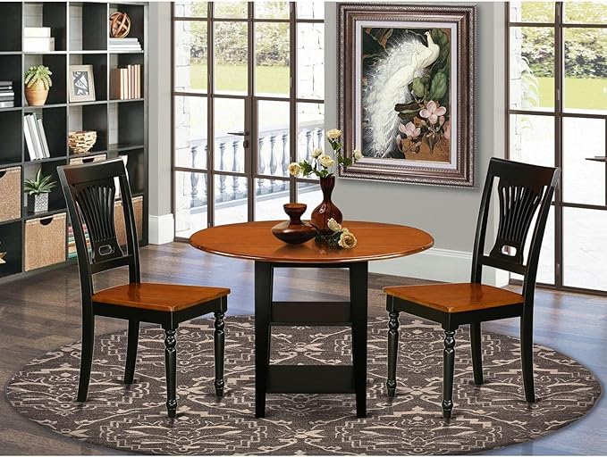 East West Furniture SUPL3-BCH-W 3 Piece Dining Set Contains a Round Dining Room - Image 2