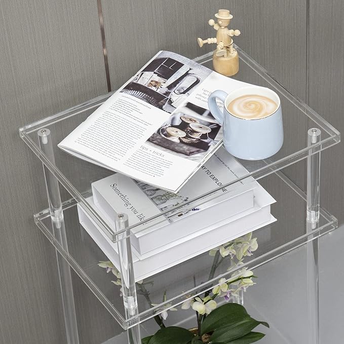 HMYHUM Clear Acrylic Side Table, 3-Tier End Table - Image 6