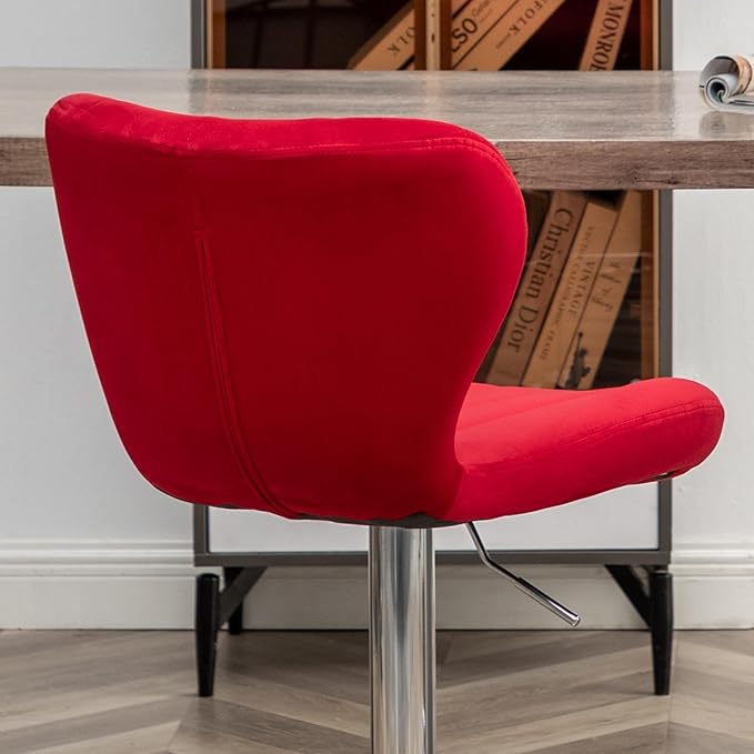 Roundhill Furniture Ellston Velvet Adjustable Swivel Barstools in Red - Image 9