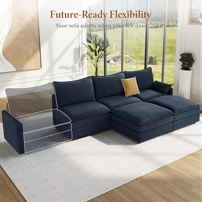 Vesgantti 108" U Shaped Sectional Couch, Comfy Cloud Modular Sectional Sofa - Image 8