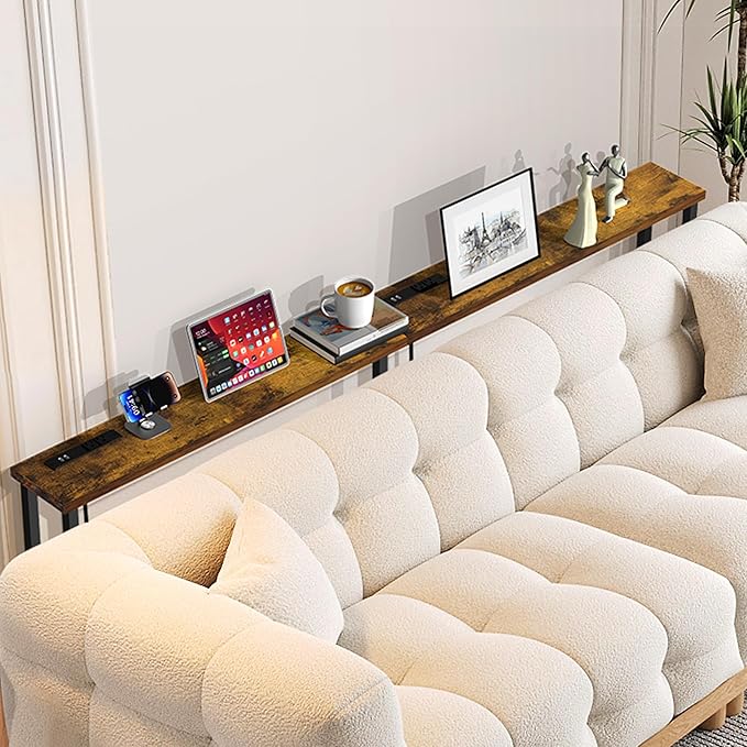 GRLEAF 70" Sofa Table with Built-in Power Strip – 4.9ft Power Cord, Metal Frame - Image 2