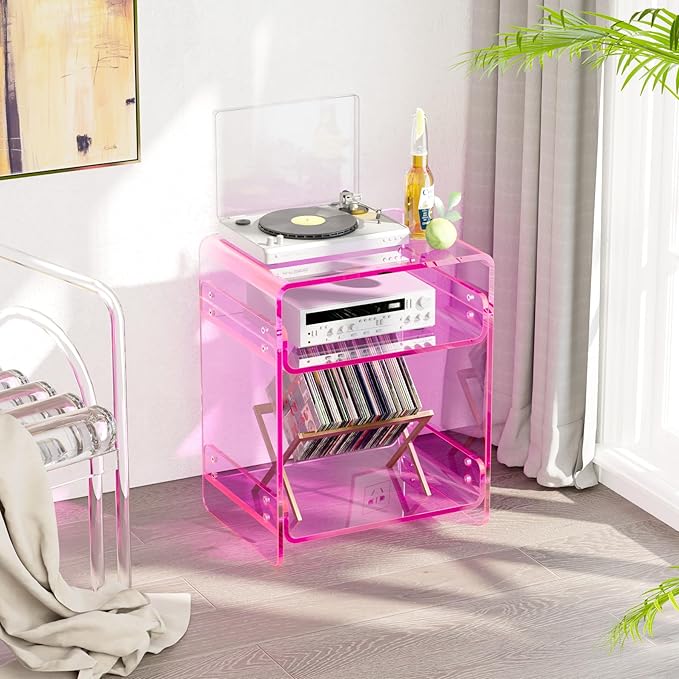 Clear Acrylic 3-Tier End Table/Nightstand – Sleek Bedside Storage - Image 7